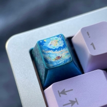 1U Ice Crystal Anodizing Color Titanium Alloy Artisan Keycaps Precision Pointillism for Mechanical Keyboard -Ocean